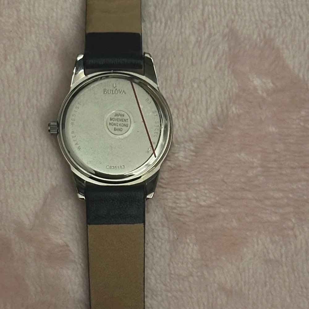 Caravelle Women's Black Leather Watch